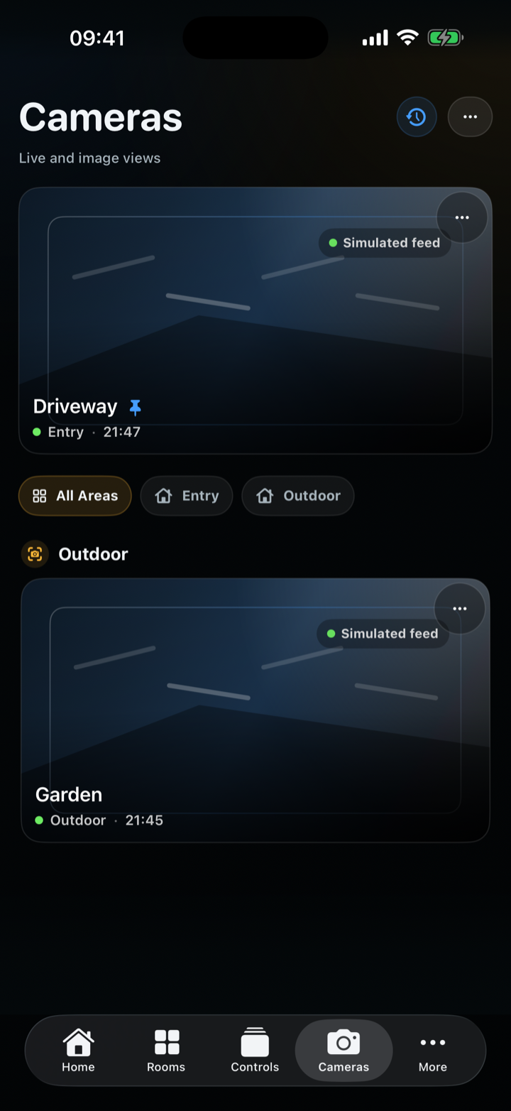 CasaRay Cameras overview on iPhone